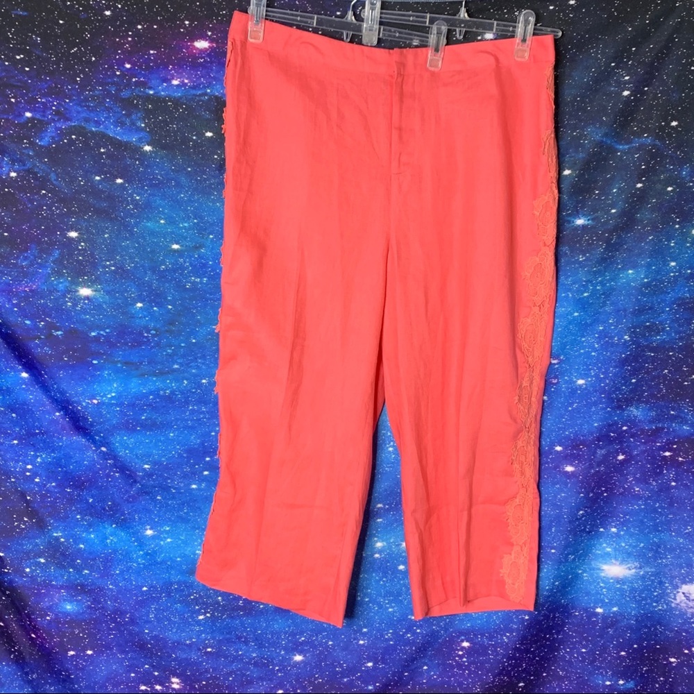 Ashro- Pink Embroidered Capri Pants size 16w